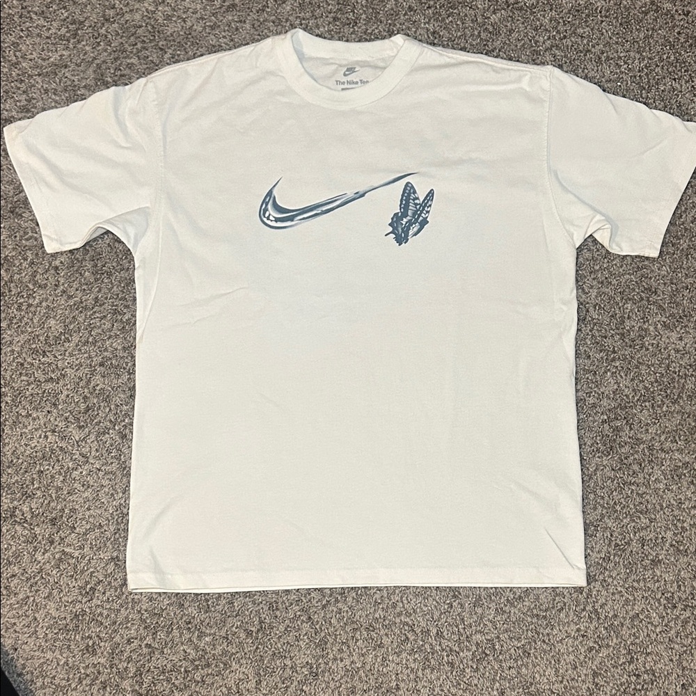 Nike White and Blue Men's Short Sleeve Tee